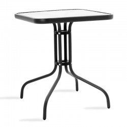 Τραπέζι Watson pakoworld μέταλλο μαύρο-γυαλί 60x60x70εκ