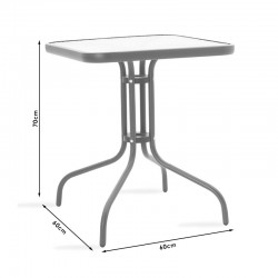 Τραπέζι Watson pakoworld μέταλλο μαύρο-γυαλί 60x60x70εκ