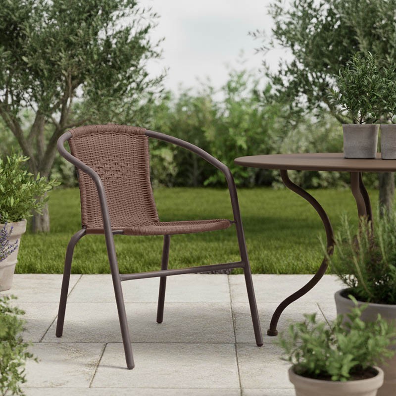 Πολυθρόνα Obbi pakoworld μέταλλο-pe καφέ 53x59x72εκ