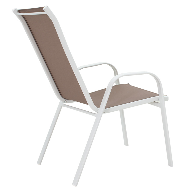 Garden armchair Calan pakoworld metal white-textilene brown.