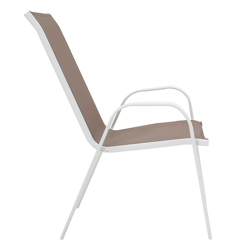 Garden armchair Calan pakoworld metal white-textilene brown.