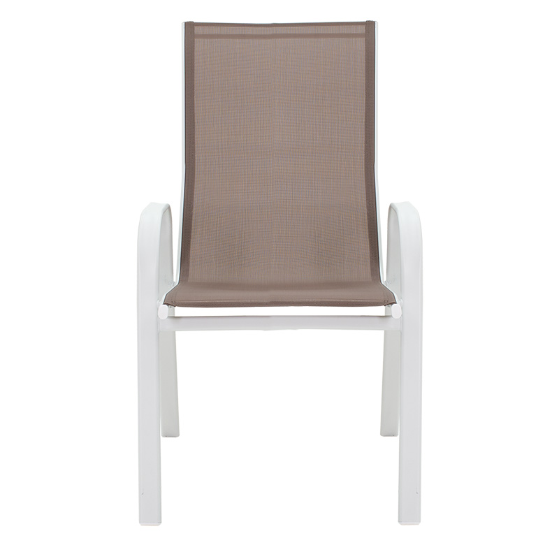 Garden armchair Calan pakoworld metal white-textilene brown.