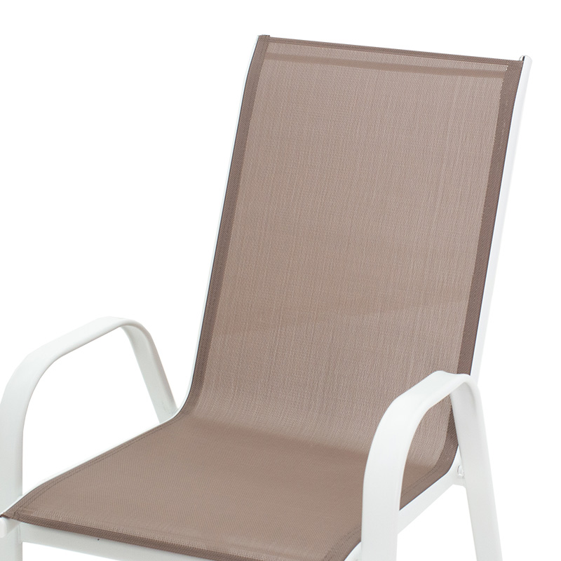 Armchair Calan pakoworld metal white-textilene brown 55x75x90cm Armchair Calan pakoworld metal white-textilene brown 55x75x90cm