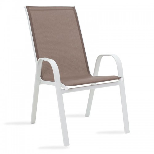 Armchair Calan pakoworld metal white-textilene brown.