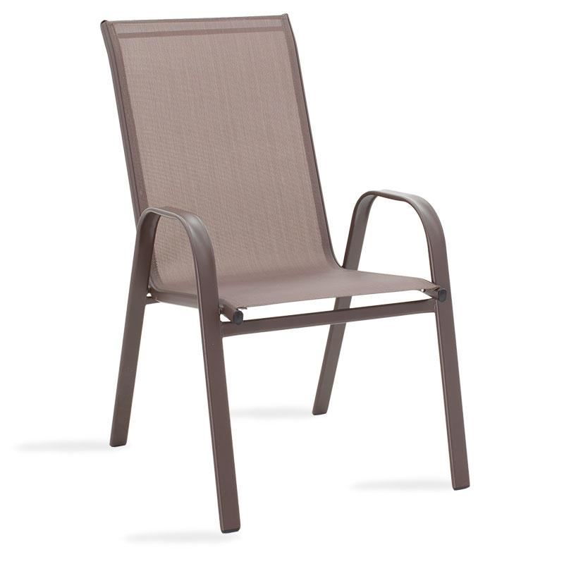 Chair Calan pakoworld metal dark brown-textilene brown 55x75x90cm Chair Calan pakoworld metal dark brown-textilene brown 55x75x90cm