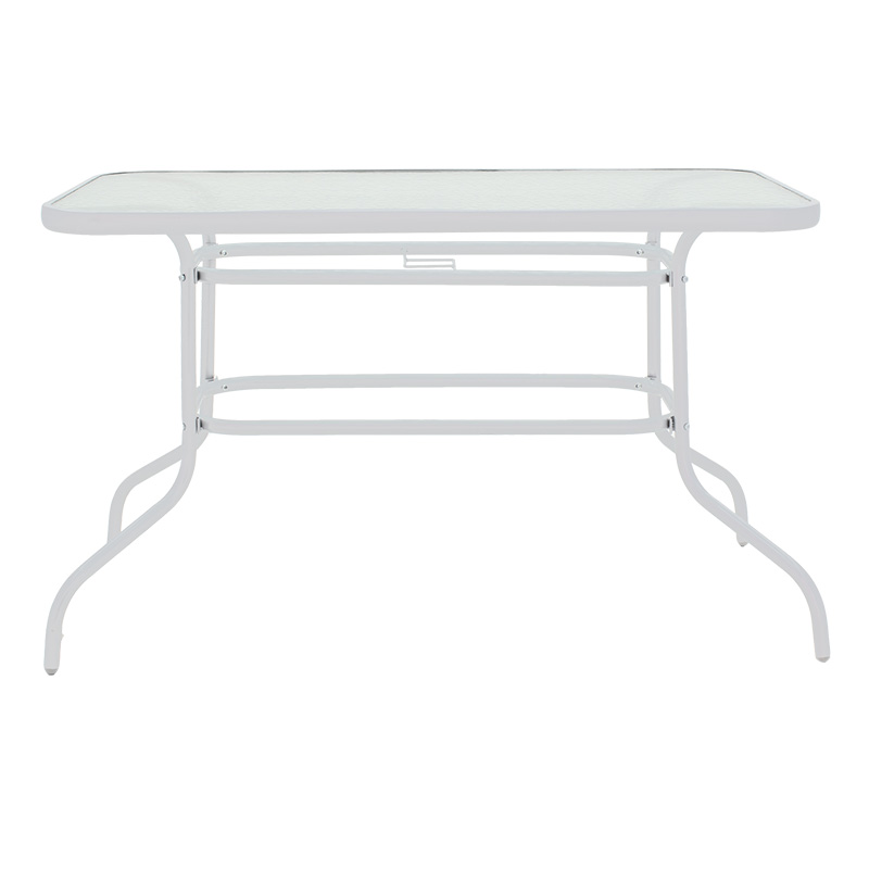 Τραπέζι κήπου Valor pakoworld μέταλλο λευκό-γυαλί 120x70x70εκ