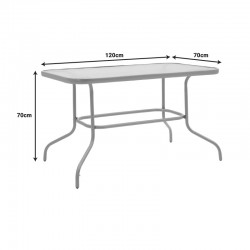 Valor pakoworld table metal light gray-glass 120x70x70cm Valor pakoworld table metal light gray-glass 120x70x70cm