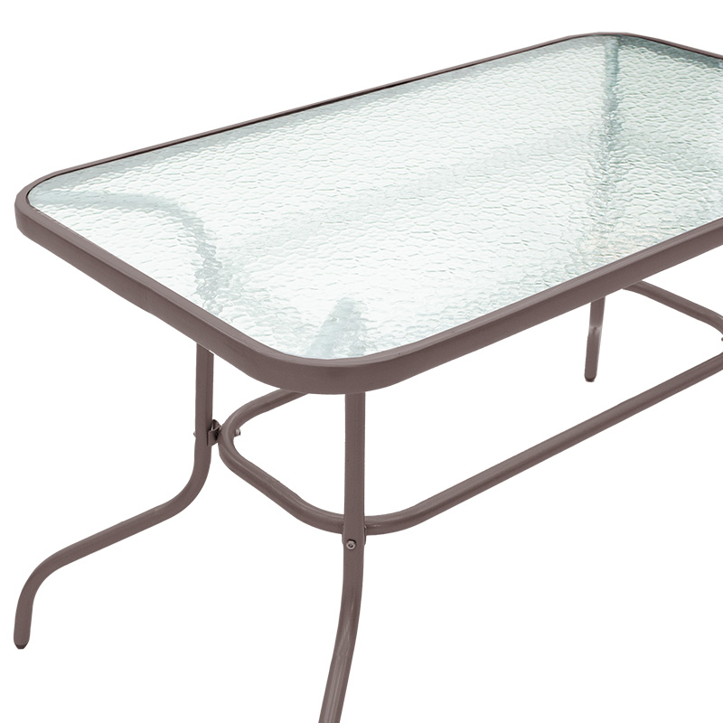 Τραπέζι Valor pakoworld μέταλλο καφέ-γυαλί 120x70x70εκ