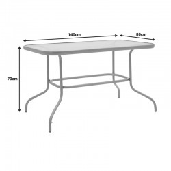 Valor pakoworld table metal gray-glass 140x80x70cm Valor pakoworld table metal gray-glass 140x80x70cm