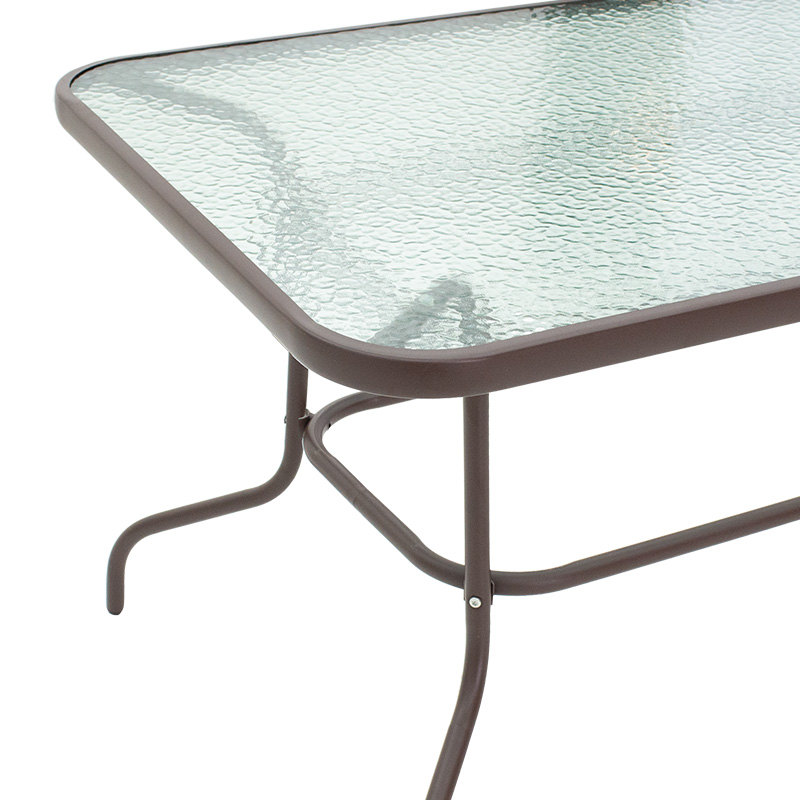 Τραπέζι Valor pakoworld μέταλλο καφέ-γυαλί 140x80x70εκ