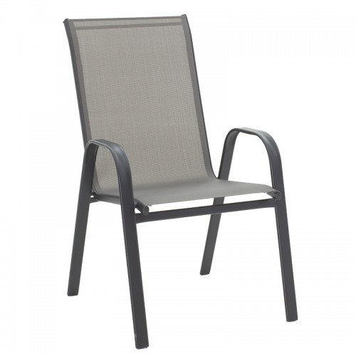 Chair Calan pakoworld stack metal grey-textlene grey 55x75x95cm