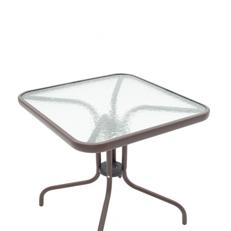 Watson pakoworld table metal brown-glass 80x80x70cm