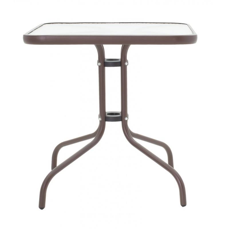 Watson pakoworld table metal brown-glass 80x80x70cm