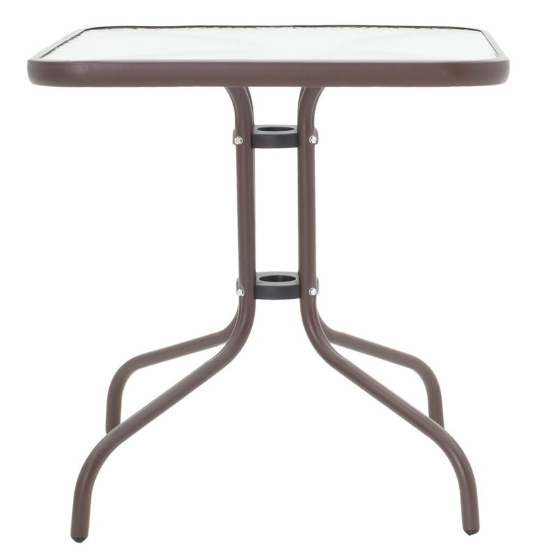 Τραπέζι Watson pakoworld μέταλλο καφέ-γυαλί 80x80x70εκ