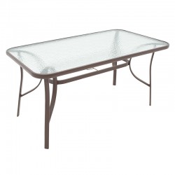 Τραπέζι Ensure pakoworld μέταλλο καφέ-γυαλί tempered 140x80x70εκ