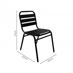 Chair Sussie pakoworld stack black metal with aluminium slats 45x62x76cm Chair Sussie pakoworld stack black metal with aluminium slats 45x62x76cm
