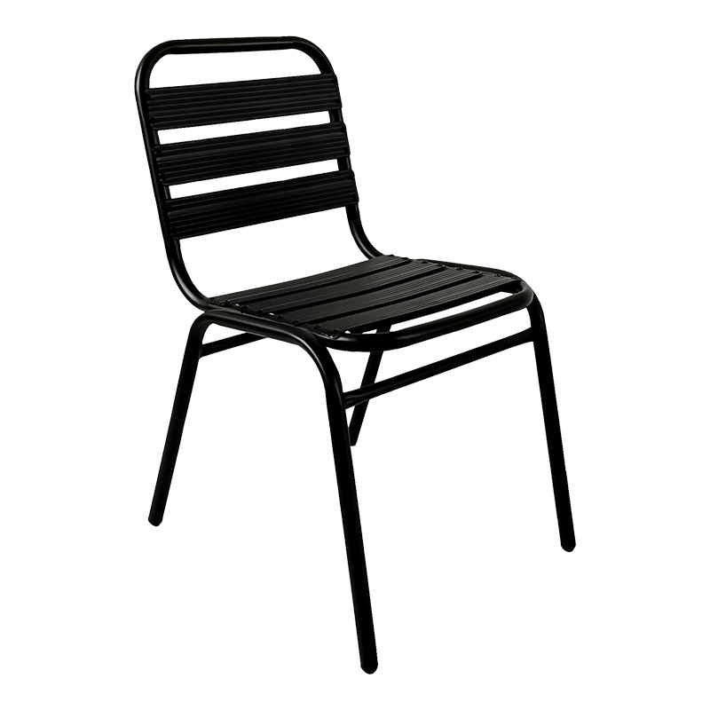 Chair Sussie pakoworld stack black metal with aluminium slats 45x62x76cm