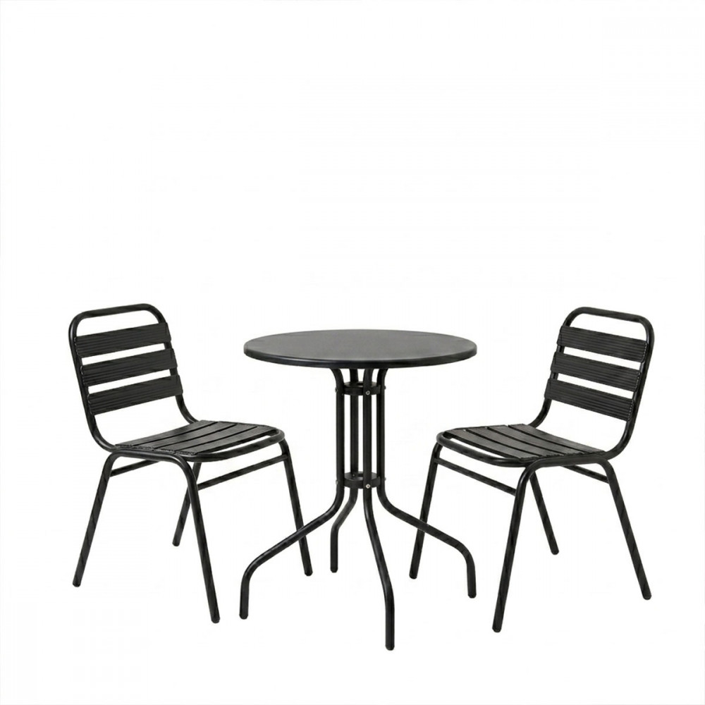 Dinning set Sussie-Vergo pakoworld set of 3 black metal-aluminum D60x70cm