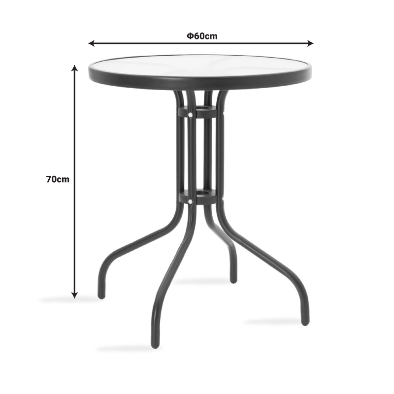 Τραπεζαρία Watson-Tade pakoworld σετ 3τεμ μέταλλο σαμπανιζέ-γυαλί Φ60x70εκ