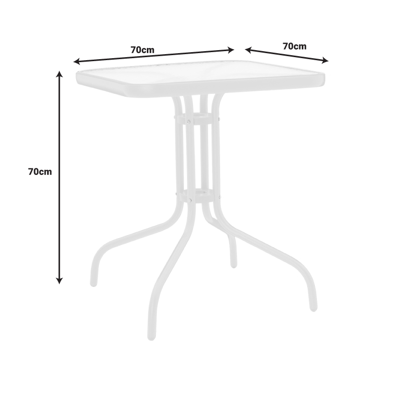 Watson-Obbi dining table pakoworld white metal-glass 70x70x70cm