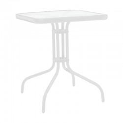 Watson-Calan dining table pakoworld white metal-glass 70x70x70cm Watson-Calan dining table pakoworld white metal-glass 70x70x70cm