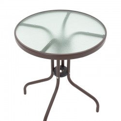 Watson-Sussie pakoworld dining table, brown metal and glass, Φ60x70cm Watson-Sussie pakoworld dining table, brown metal and glass, Φ60x70cm