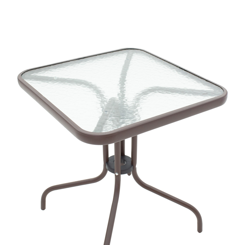 Dining table Watson-Sussie pakoworld metal brown-glass 60x60x70cm Dining table Watson-Sussie pakoworld metal brown-glass 60x60x70cm