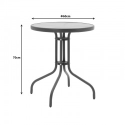 Dining table Watson-Sussie pakoworld set of 3 pieces anthracite metal-glass Φ60x70cm Dining table Watson-Sussie pakoworld set of 3 pieces anthracite metal-glass Φ60x70cm