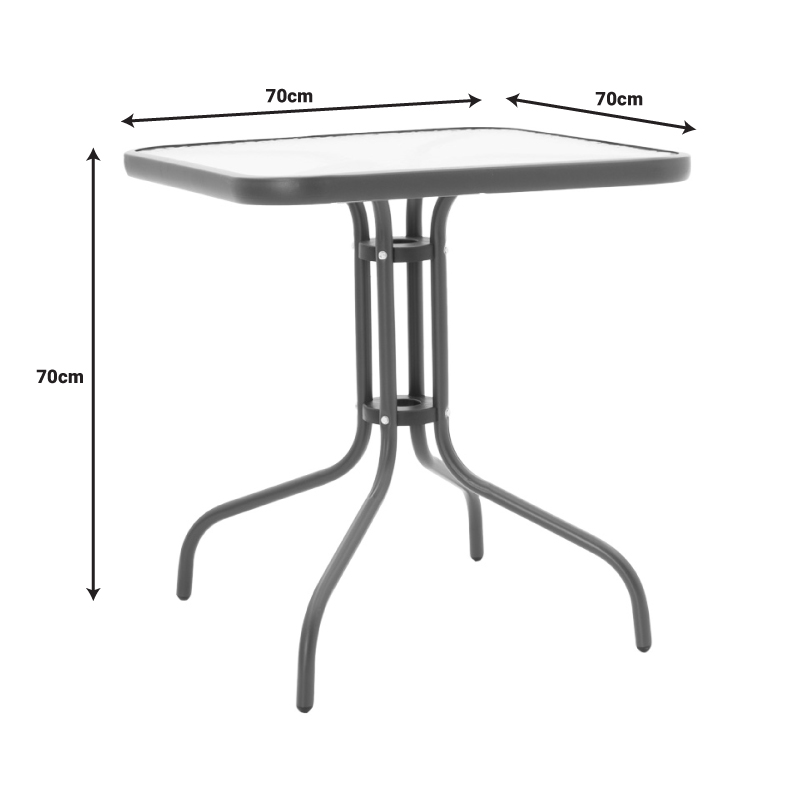 Watson-Lindaria pakoworld dining table anthracite metal-glass and pe rattan in natural shade 70x70x70cm