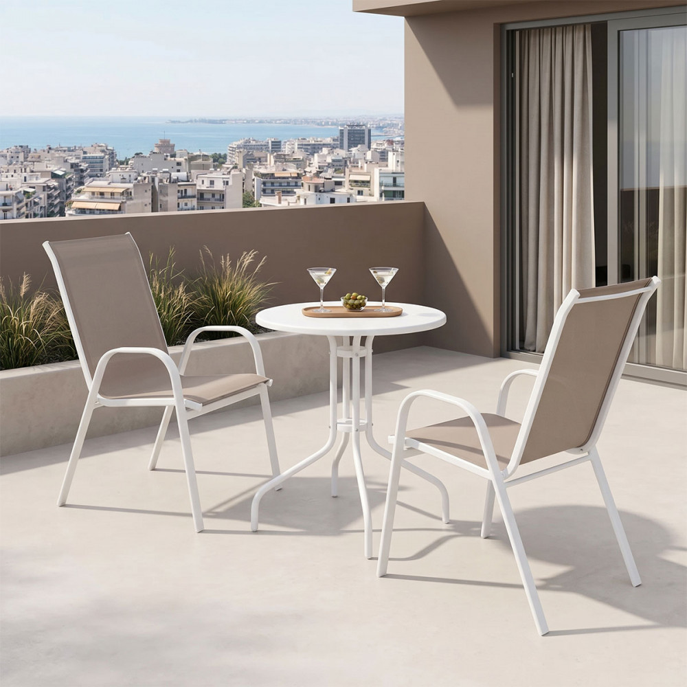 Vergo-Calan pakoworld dining table white metal Φ60x70cm