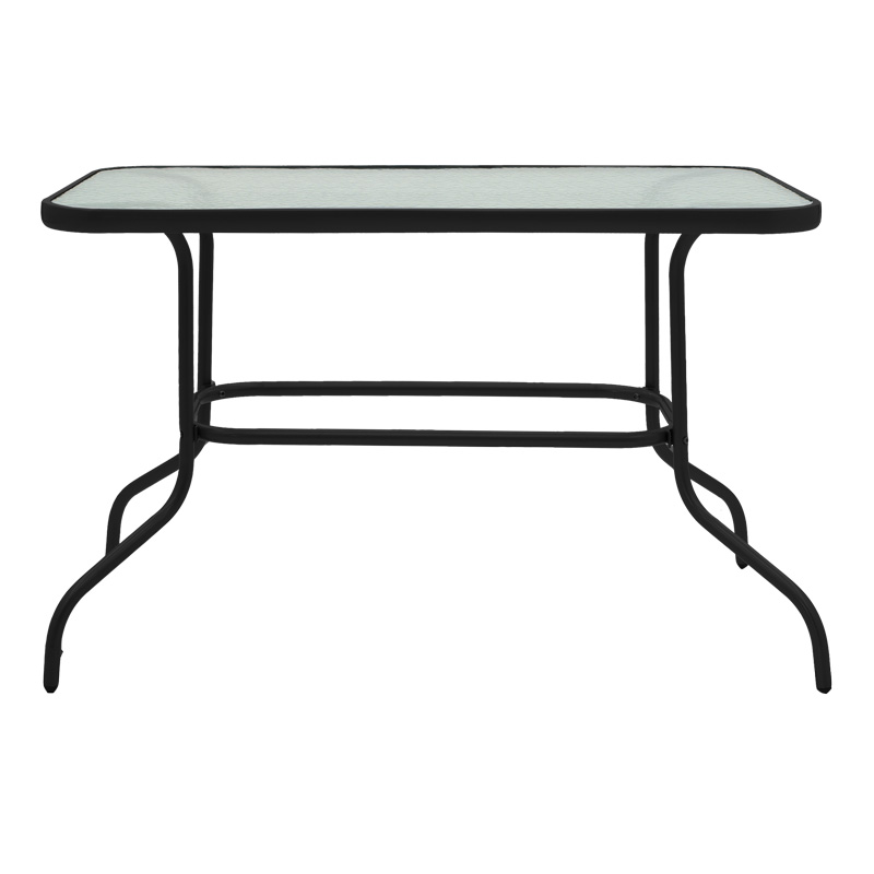 Dining table Valor-Calan pakoworld set of 5 pieces black metal-glass-textilene black 110x60x70cm Dining table Valor-Calan pakoworld set of 5 pieces black metal-glass-textilene black 110x60x70cm
