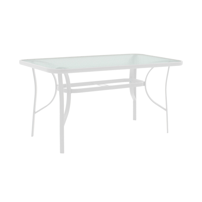 Dining table Calan-Ensure pakoworld 5pcs metal-glass in white color 120x70x70cm Dining table Calan-Ensure pakoworld 5pcs metal-glass in white color 120x70x70cm