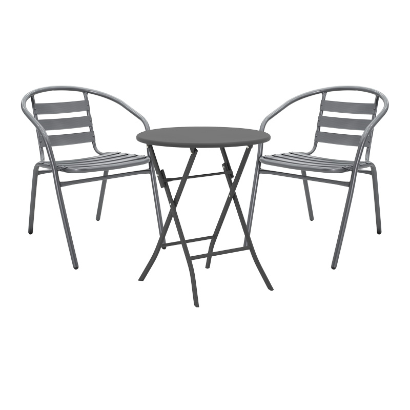 Albero-Tade pakoworld folding metal dining table in anthracite shade D60x70cm Albero-Tade pakoworld folding metal dining table in anthracite shade D60x70cm