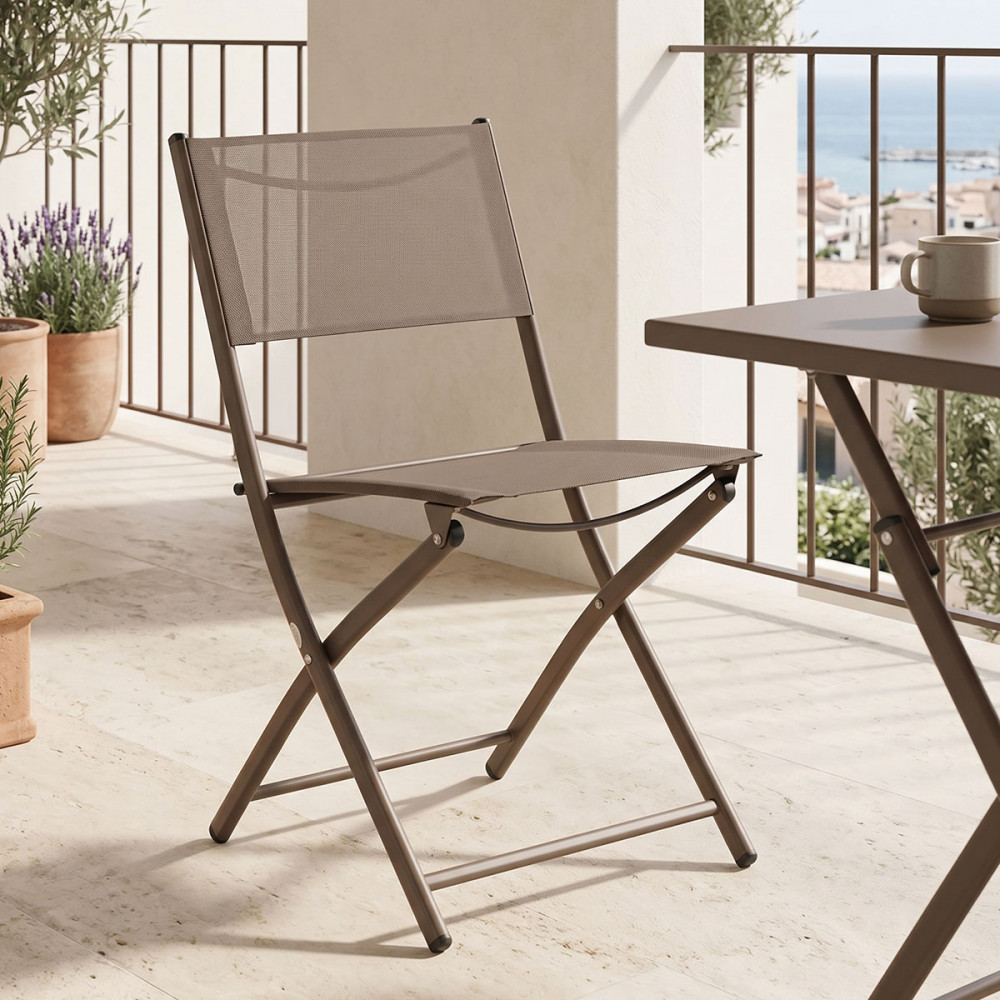 Foldable chair Jeve pakoworld anthracite metal champagne textilene 46x51x81cm