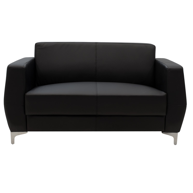 2 seater sofa Dermis pakoworld inox with pu in black colour 138x75x75cm