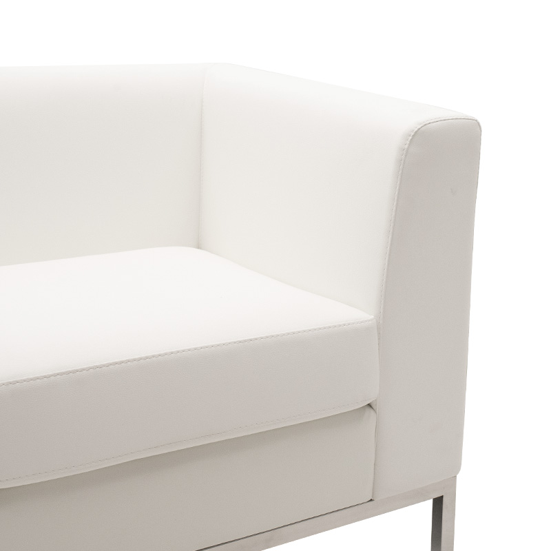 Πολυθρόνα Professional pakoworld inox-τεχνόδερμα λευκό 85x75x66εκ