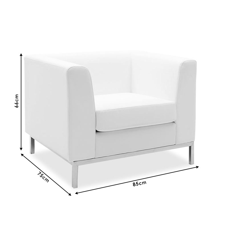 Πολυθρόνα Professional pakoworld inox-τεχνόδερμα λευκό 85x75x66εκ