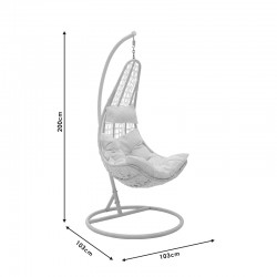 Κούνια κήπου Soleil pakoworld κρεμαστή μέταλλο-pp-μαξιλάρι λευκό 103x83x200εκ