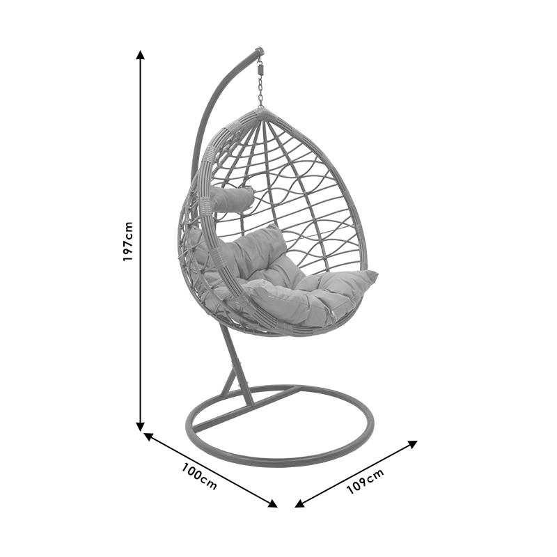Hudson pakoworld swing hanging metal-pp- pillow in gray color 109x119x195cm Hudson pakoworld swing hanging metal-pp- pillow in gray color 109x119x195cm