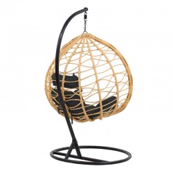 Hudson pakoworld swing hanging metal black-pp natural-cushion black 109x119x195cm Hudson pakoworld swing hanging metal black-pp natural-cushion black 109x119x195cm