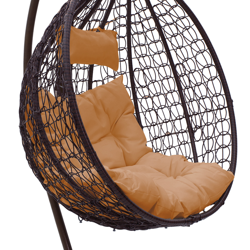 Zafer pakoworld swing hanging metal-pp brown-cushion beige 106x103x200cm Zafer pakoworld swing hanging metal-pp brown-cushion beige 106x103x200cm