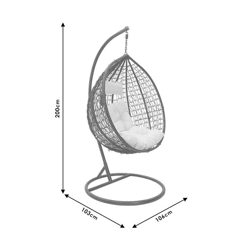 Zafer pakoworld swing hanging metal-pp brown-cushion beige 106x103x200cm