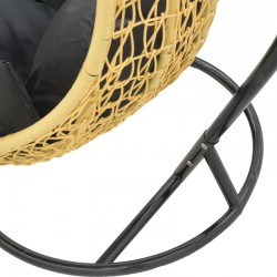 Garden swing Soleil pakoworld hanging pp in natural color and black metal 103x83x200cm Garden swing Soleil pakoworld hanging pp in natural color and black metal 103x83x200cm