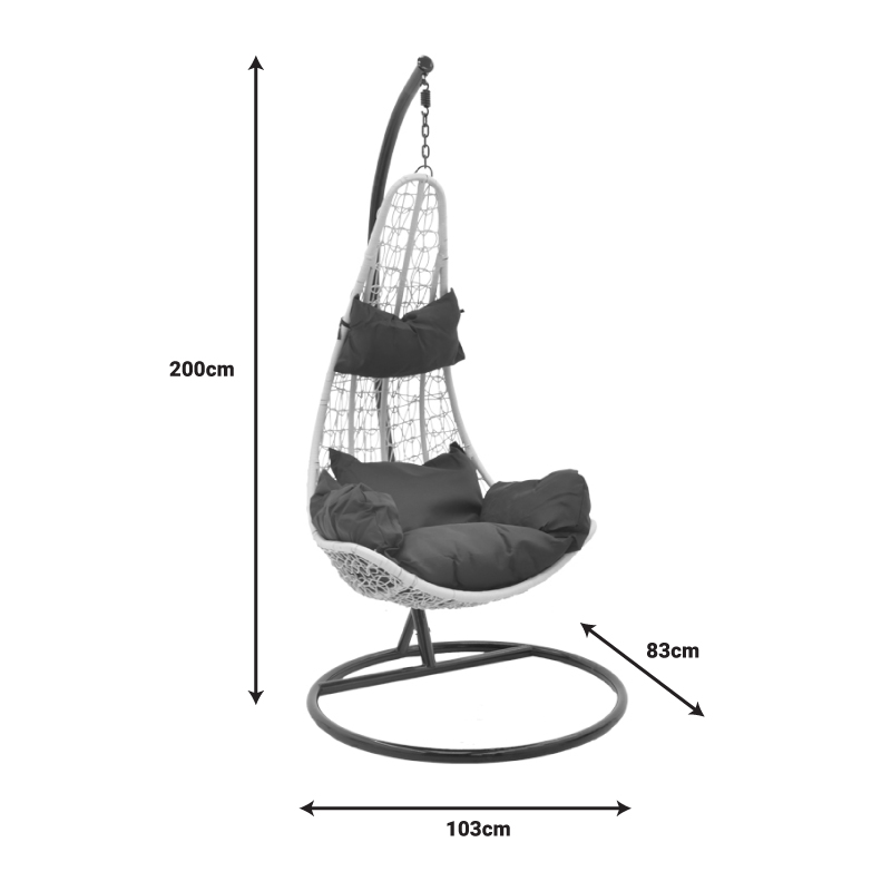 Soleil pakoworld hanging swing metal brown-pp brown-beige cushion 103x83x200cm