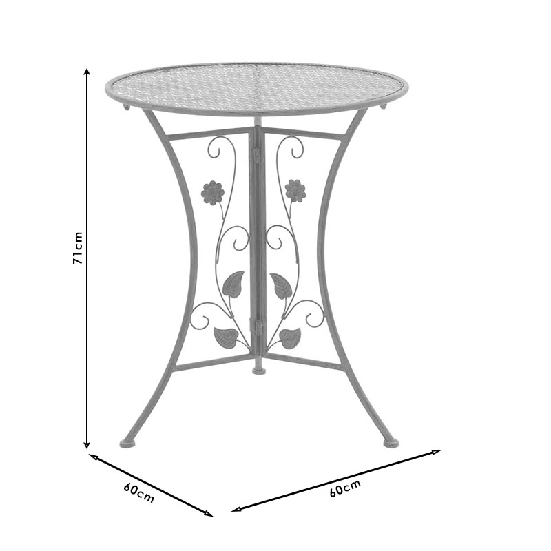 Τραπεζαρία κήπου Abriel pakoworld σετ 3τεμ μέταλλο ανθρακί antique