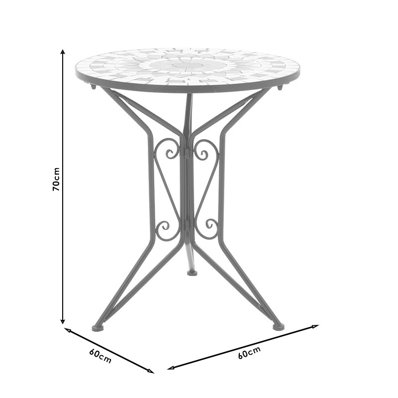 Mosaic pakoworld dining set set 3pcs metal black Mosaic pakoworld dining set set 3pcs metal black