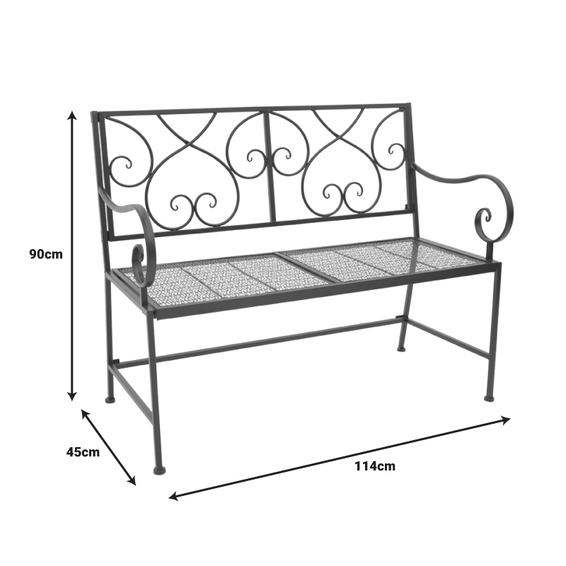 Cazpo pakoworld metal bench in black shade 114x45x90cm Cazpo pakoworld metal bench in black shade 114x45x90cm