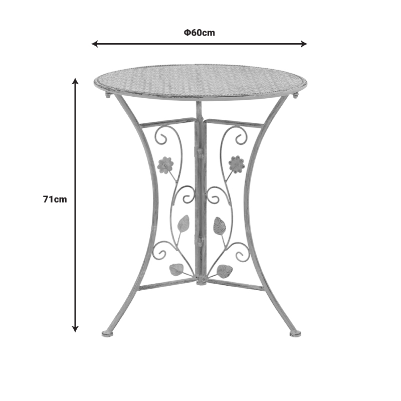 Dining set 3pcs Abriel pakoworld grey antique metal Dining set 3pcs Abriel pakoworld grey antique metal
