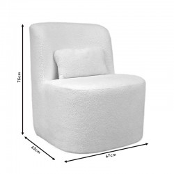 Πολυθρόνα Silas pakoworld ύφασμα μπουκλέ λευκό 67x63x75εκ