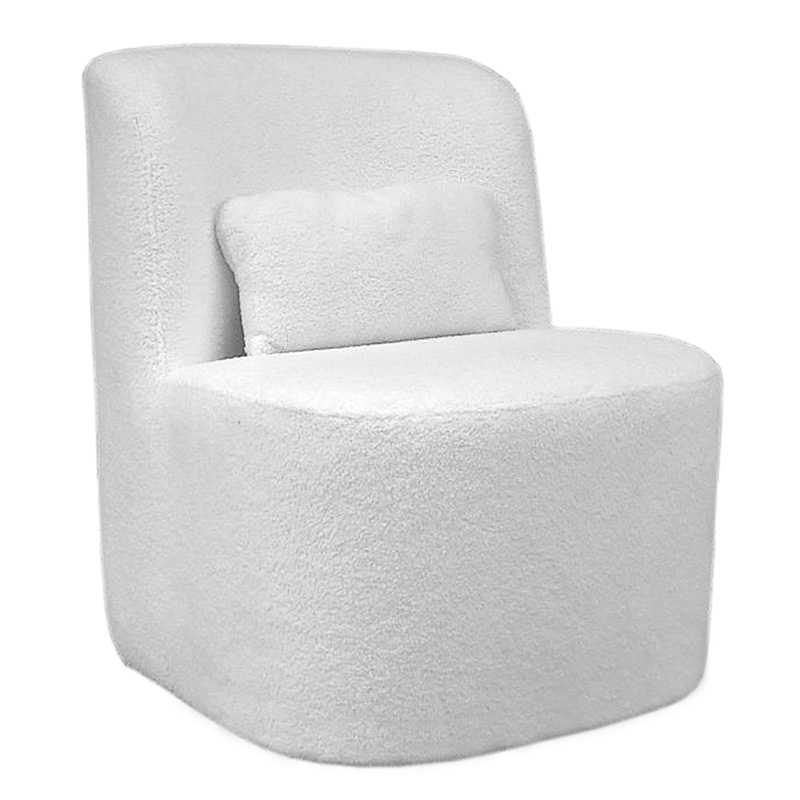 Πολυθρόνα Silas pakoworld ύφασμα μπουκλέ λευκό 67x63x75εκ